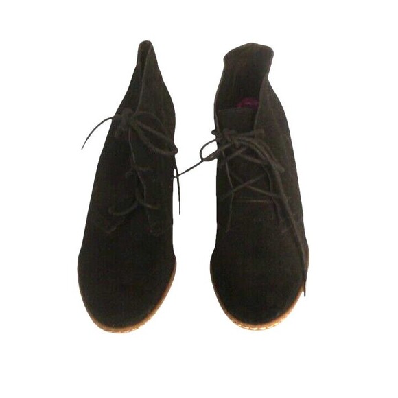 Franco Sarto Wedge Boots Booties Black Suede Lace Up Women’s Size 8.5 - Picture 2 of 12